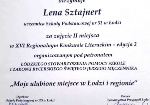 dyplom - Lena Sztajnert, kl. VII a